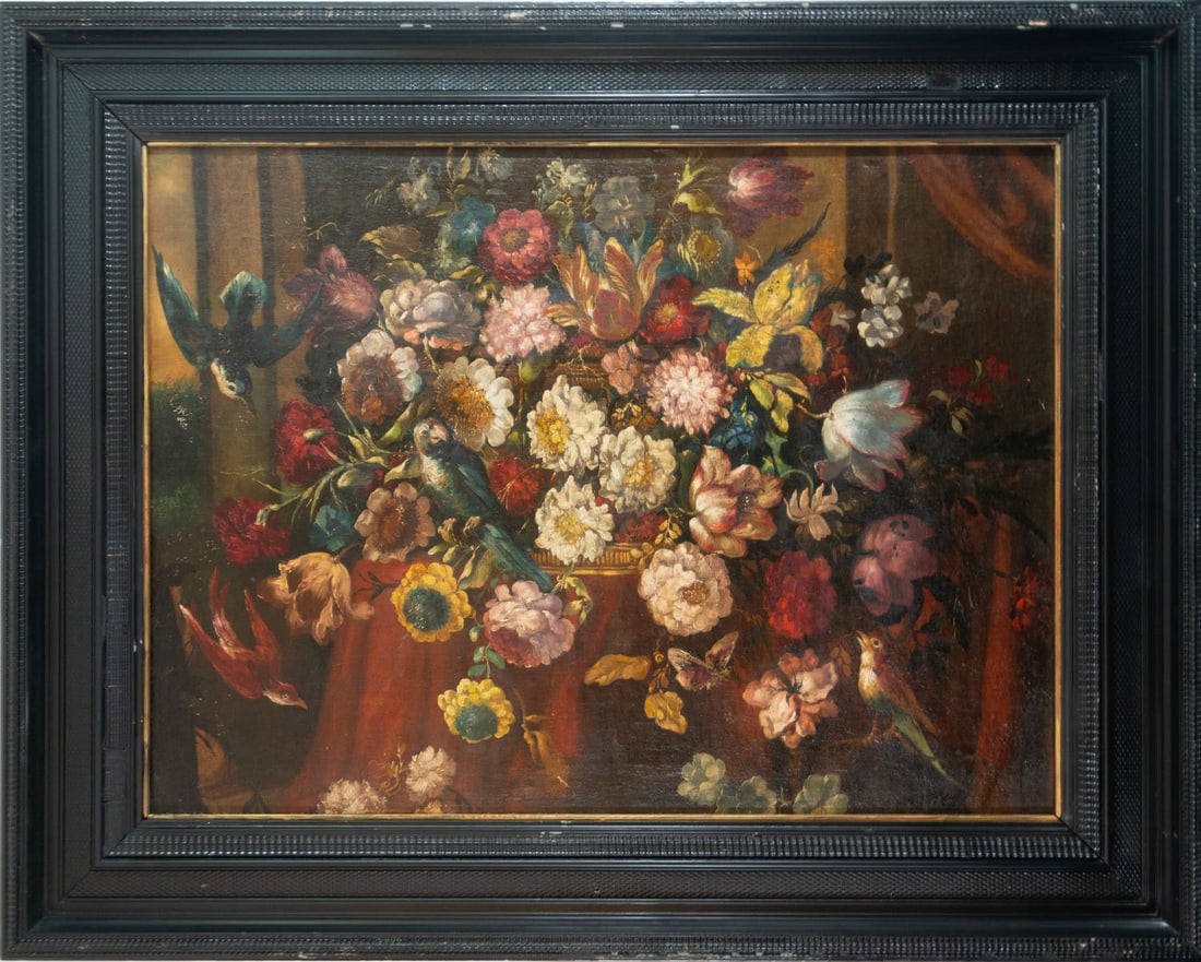 Still Life of Flowers and Birds, 19th century Italian school (1 of 5)