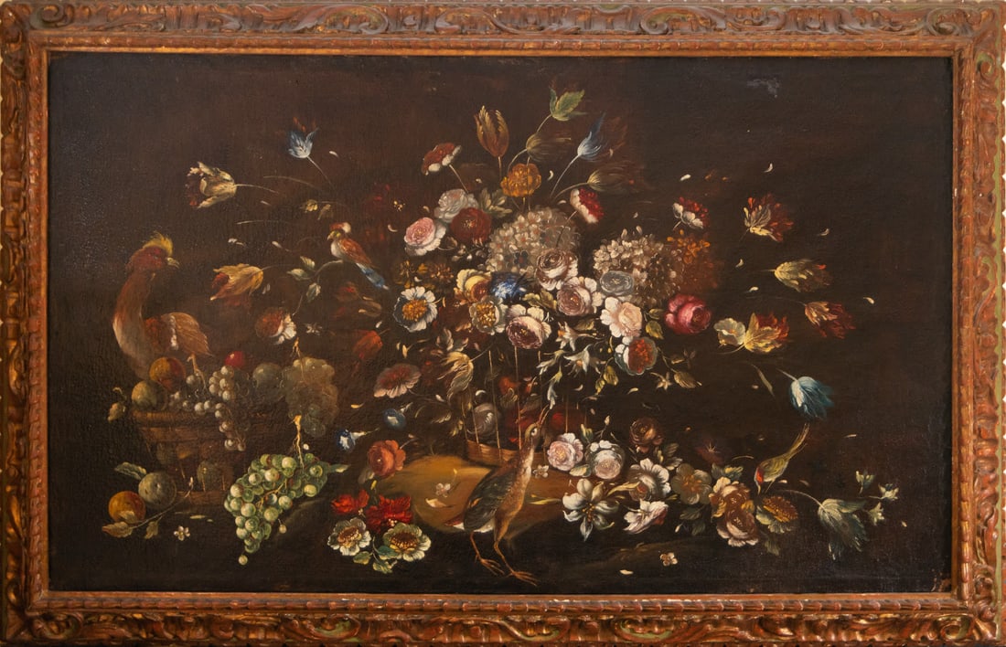 Large Still Life of Birds and Flowers, 18th century Italian school (1 of 8)