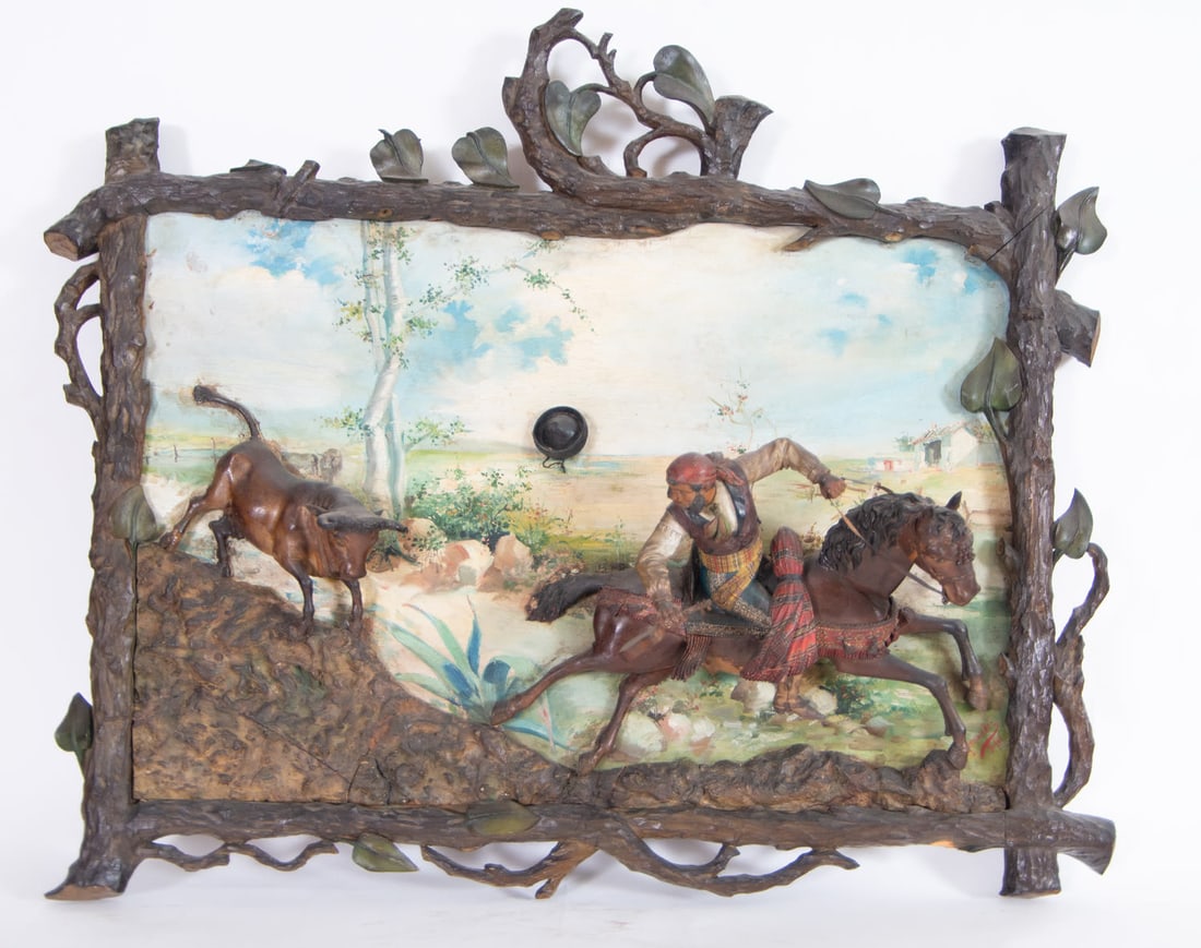 Interesting terracotta relief of an Andalusian rancher tempting a bull, Sevillian school of the 19th (1 of 5)