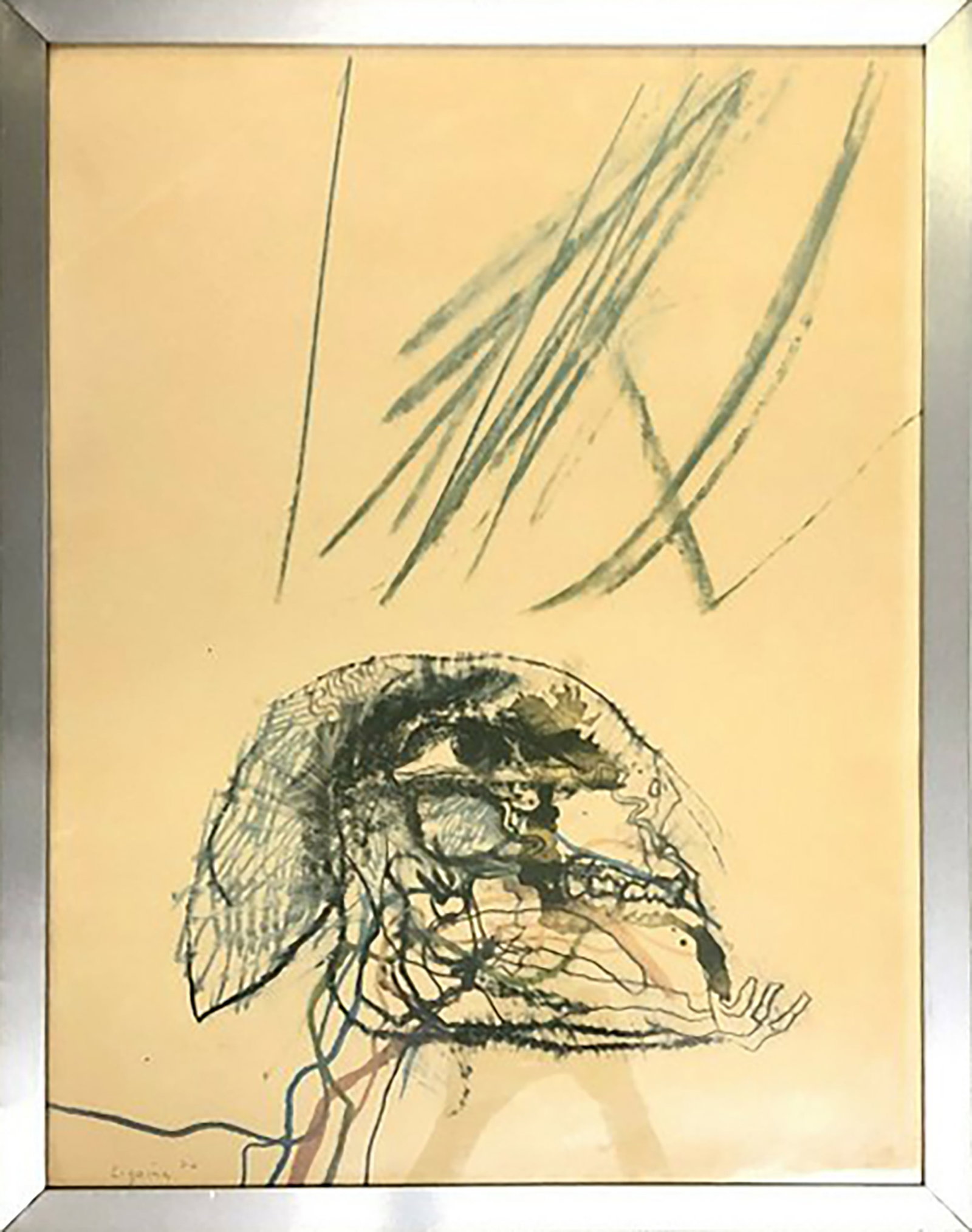 GIUSEPPE ZIGAINA (Cervignano del Friuli, 1924 – Palmanova, 2015) – Senza titolo (1969-1970): Color lithograph on paper. 62 × 47 cm. Signed and dated in pencil in the lower left corner. PA copy, with handwritten dedication: “Per Antonio Zanchetta con simpatia.” Edition: 500 copies. Wo
