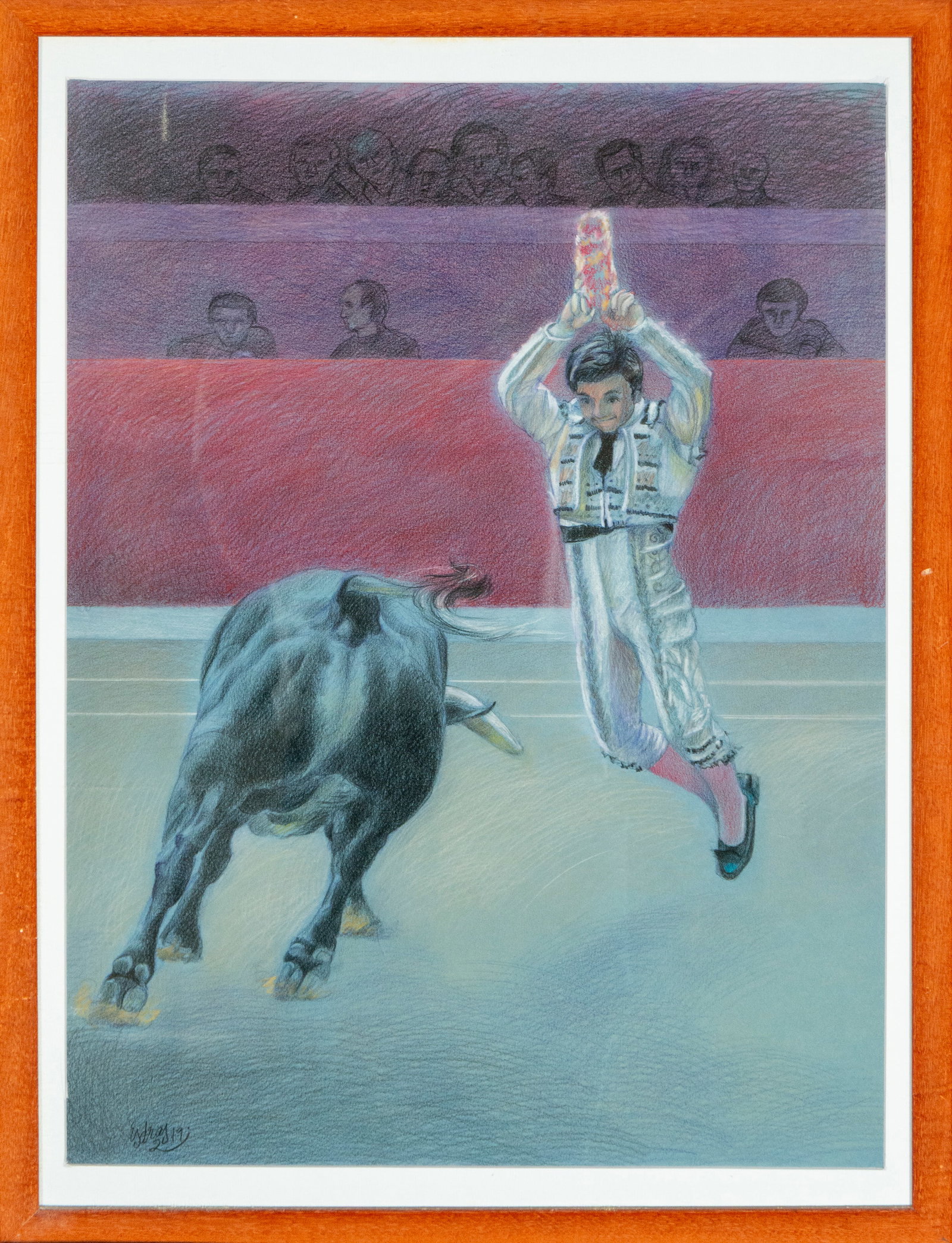 Chalk and watercolor drawing of the banderillas: Watercolor, 64 cm x 46 cm and 64 cm x 54 cm