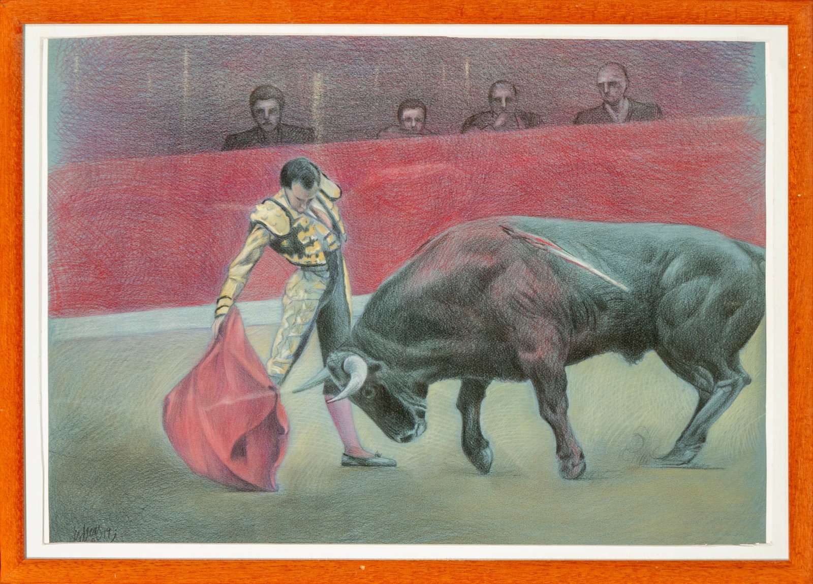 Chalks and watercolors of Esdras Serna bullfighting: Watercolor, 64 cm x 46 cm and 74 cm x 54 cm