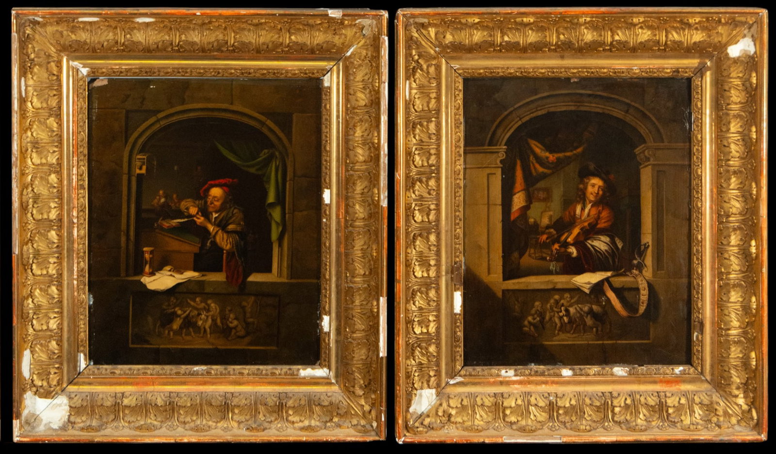 “The Fiddler?? and “The Scribe.?? Dutch School. 19th Century (1 of 6)