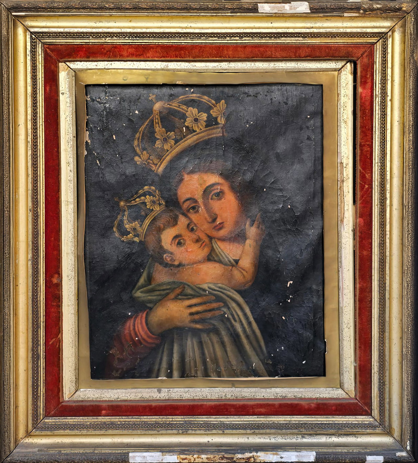 19th Century Colonial School, Virgin of Bethlehem: Oil on canvas: 77 x 67 cm