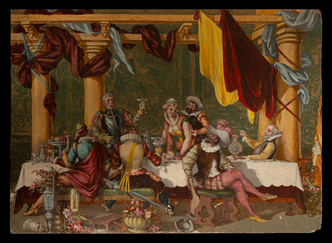 Scene from a Courtly Banquet, 19th century, Austrian school: Measurements: 22 x 16 cm