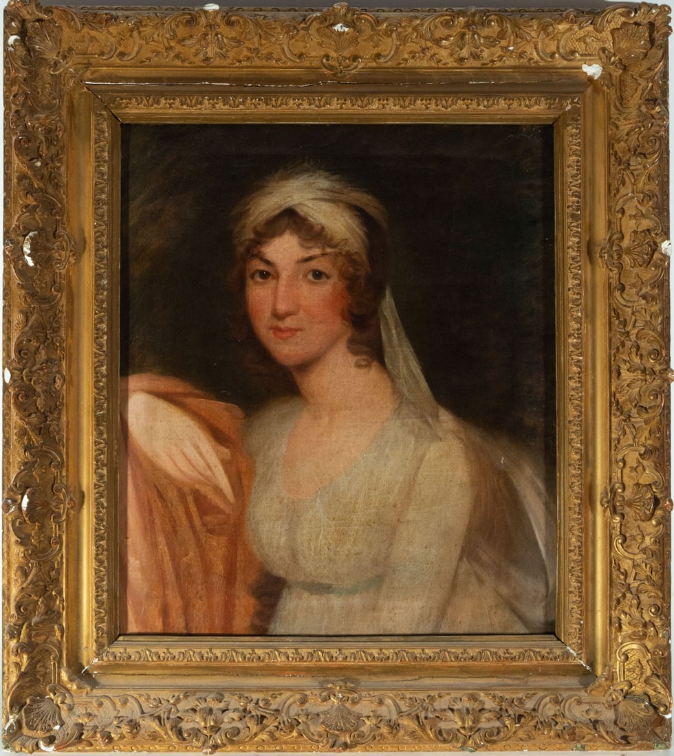 Portrait of a Young Lady, 19th century Italian school: Canvas measurements: 61 x 51, framed measurements: 84 x 75 cm