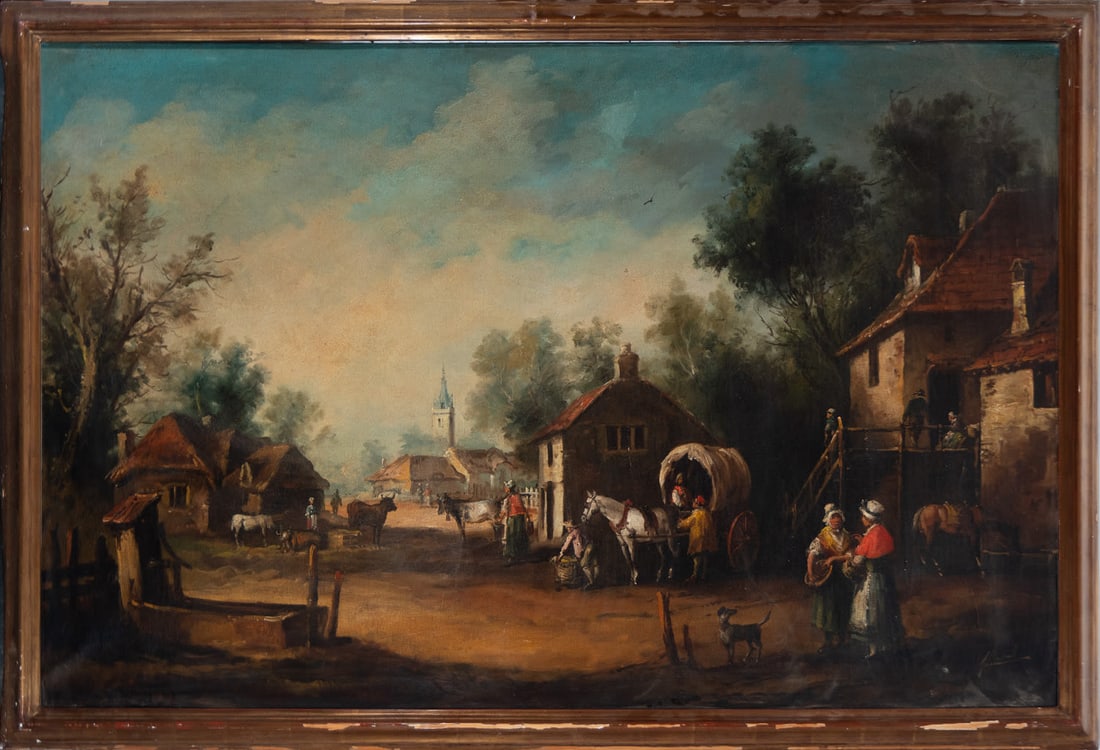 Dutch Landscape, 19th Century European School, signed: Large oil on canvas, framed dimensions: 140 x 95, canvas dimensions: 131 x 85