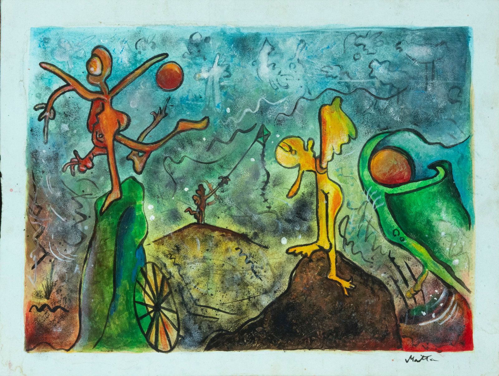 Roberto Matta (Santiago, November 11, 1911-Civitavecchia, Italy, November 23, 2002): Watercolor on paper, measuring 31 x 24 cm. Provenance: former collection of Elías Regalado, inherited through the same family. He was a Chilean architect, painter, and poet, considered the last repre