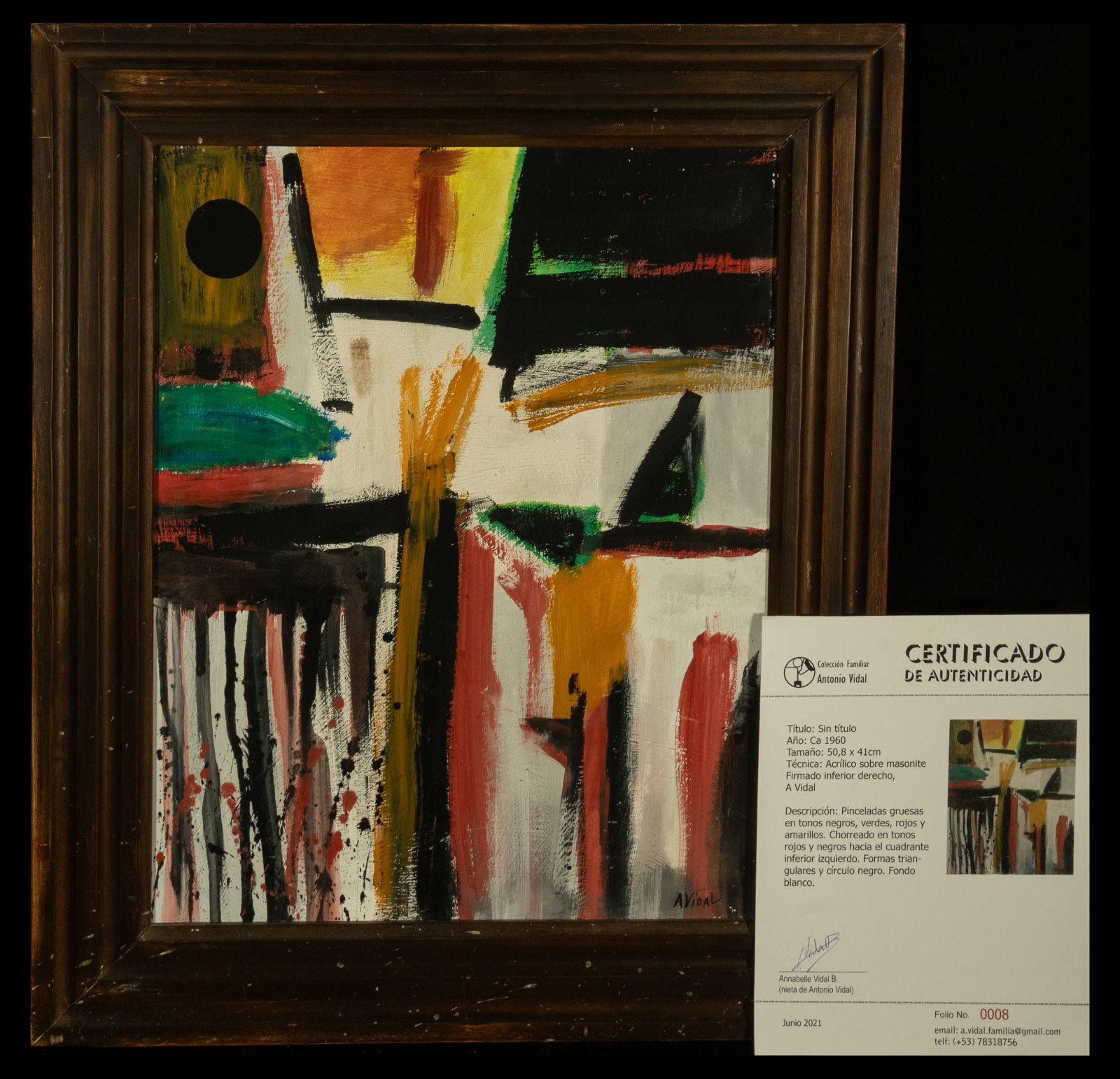 Antonio Vidal Fernández (Havana, 1928 - 2013) - Contemporary Latin American Art, 20th Century: A Foundation certificate is attached. Oil on masonite. Dimensions: 50.8 x 41 cm. In 1973, his work was recognized with the Second Prize in Painting. Salon of Professors and Instructors of Plastic Arts