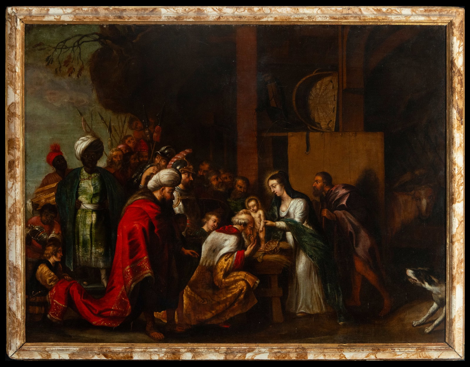 Large and Important Adoration of Kings painted in oil on copper - Circle of Erasmus Quellinus II (1 of 6)