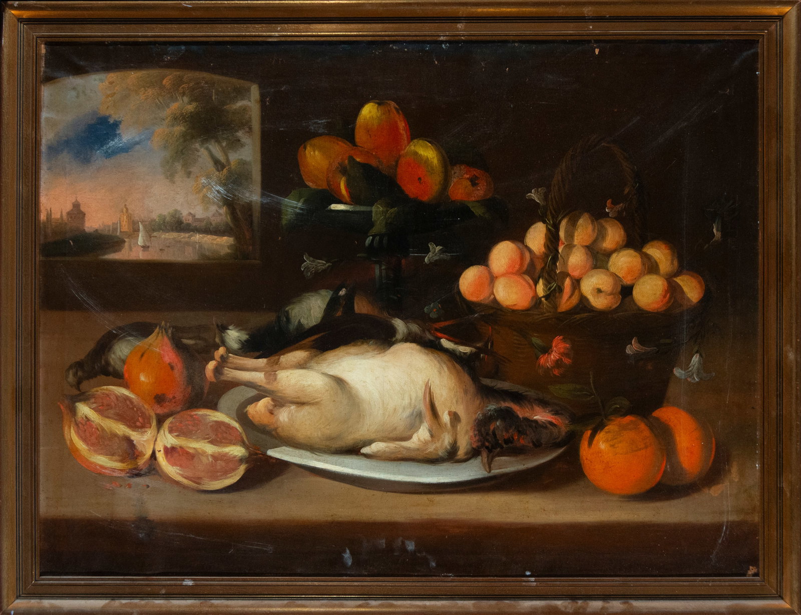 Important Italian painting oil canvas hunting still life 19th century: 85 cm x 63 cm and 91 cm x 70 cm