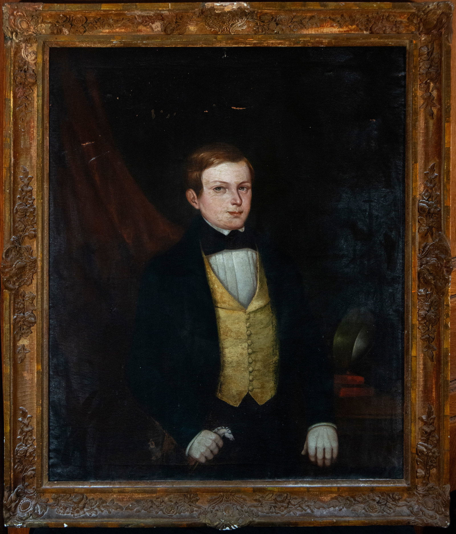 Oil painting on canvas portrait of a 19th century cadet: 98cm x 79cm and 116cm x 96cm