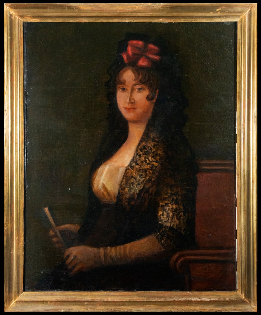 Portrait of Goyesca Lady on panel, 19th century (1 of 4)
