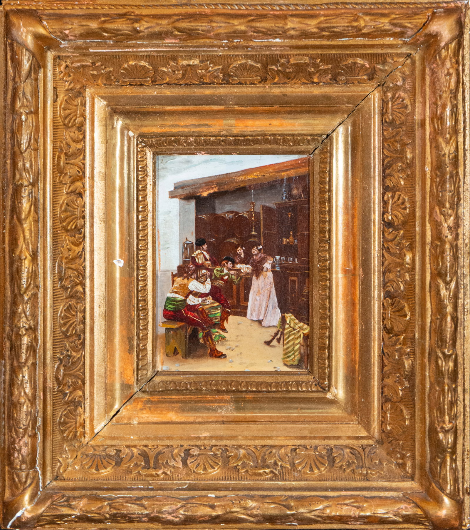 Festive scene in a tavern. Spanish costumbrista school. 19th century (1 of 5)