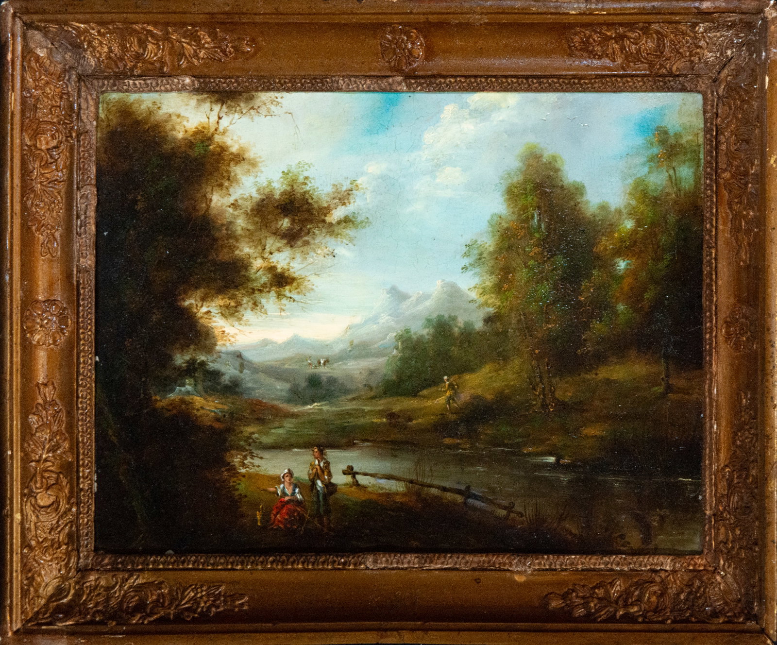 River landscape with figures, European school, 19th century (1 of 3)