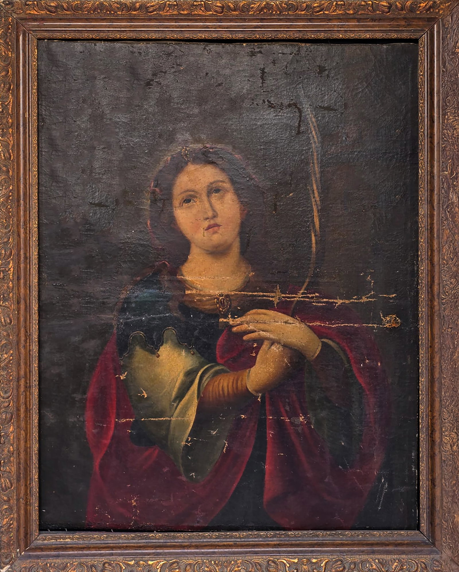 Saint Justa, oil on canvas, 18th century Andalusian school (1 of 2)