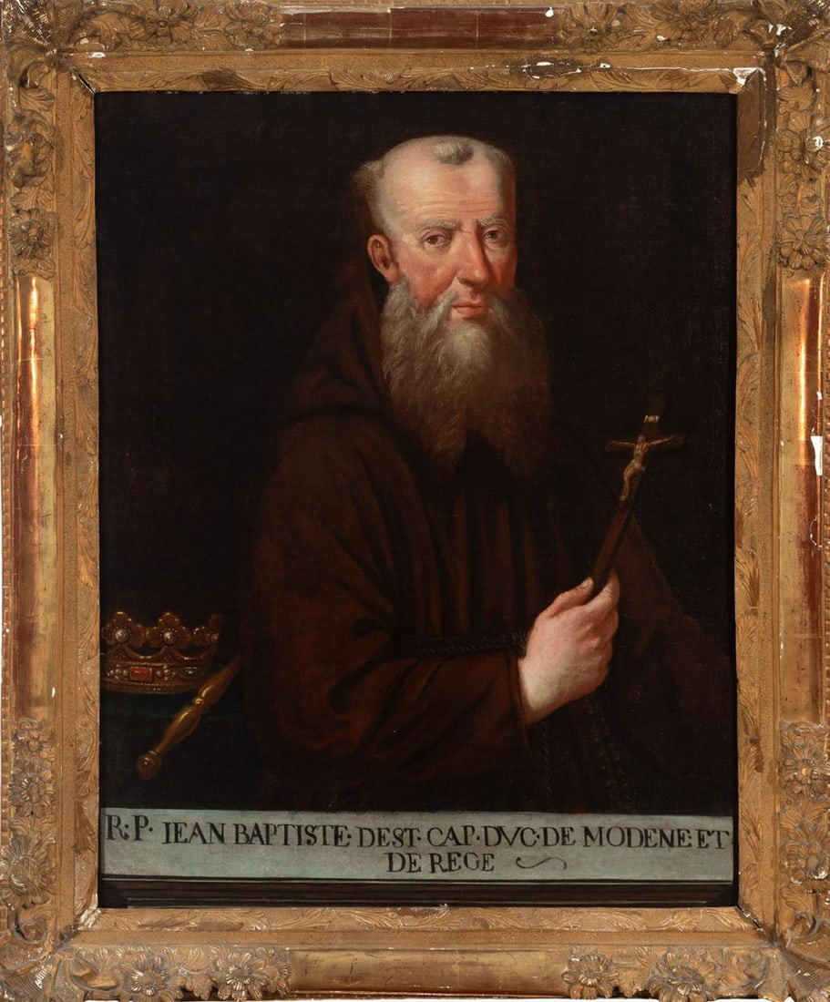Portrait of Alfonso III d'Este - Italian School. 17th Century: Oil on canvas. Dimensions 83 x 68 cm. Official portrait of Alfonso III d'Este after his renunciation of the Duchy of Modena and his entry into the Capuchin Order under the name of Father John the Bapt