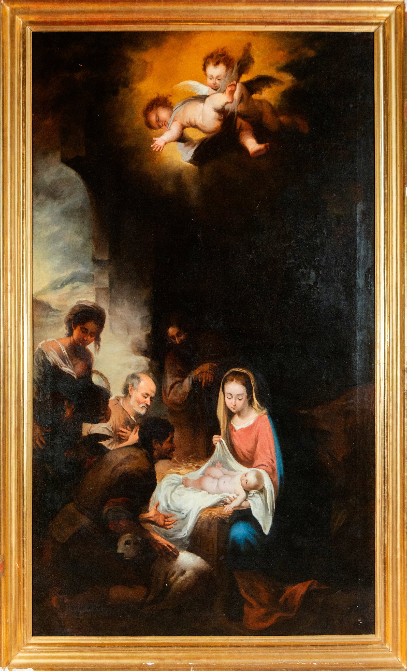 Annunciation painting, Murillo (after) , late 18th century: Oil on canvas. Dimensions: 166 x 96 (183 x 113)