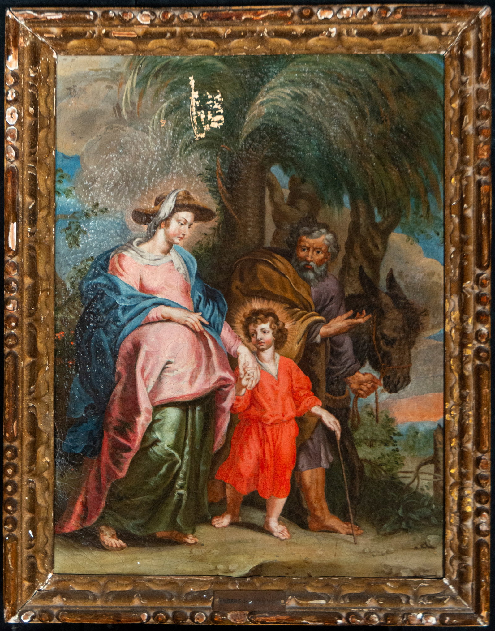 Flight into Egypt, Workshop of Peter Paul Rubens, 17th Century: Oil on canvas. Measurements 46 x 34 cm.
