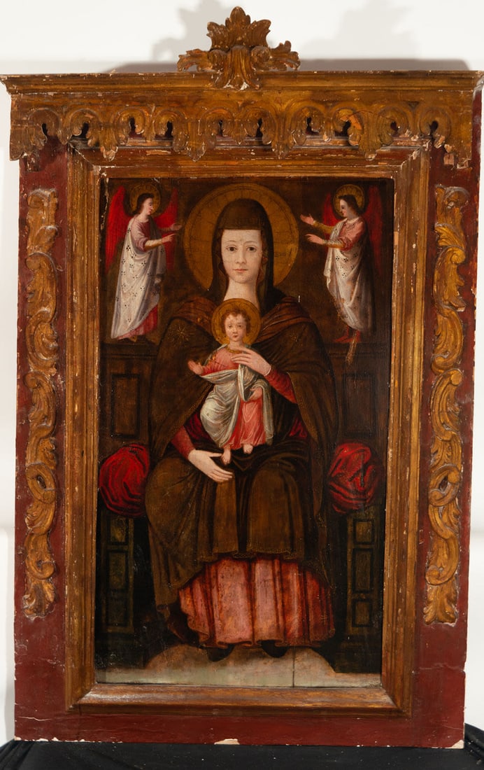Madonna del Pópolo, 16th-century Italian school: Oil on panel, framed dimensions: 194 x 146 cm. Panel dimensions: 107 x 61.5 cm