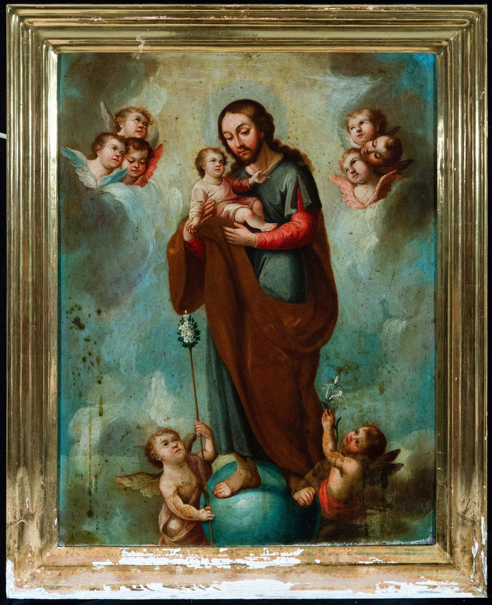 Important colonial Saint Joseph with Child - Juan Pedro López (Caracas, Venezuela, 1724 - 1787) (1 of 12)