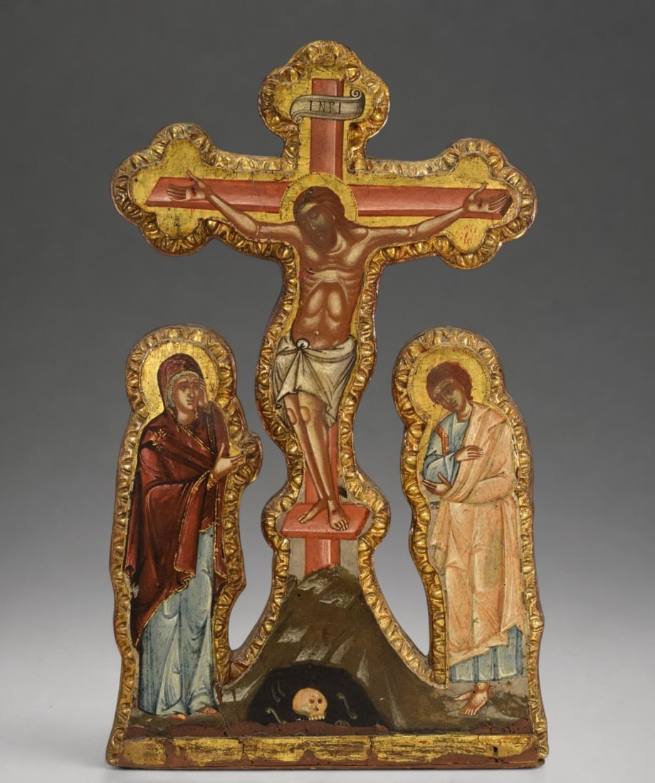 Exceptional Monumental Greek Icon of Calvary circa 1800 (1 of 6)
