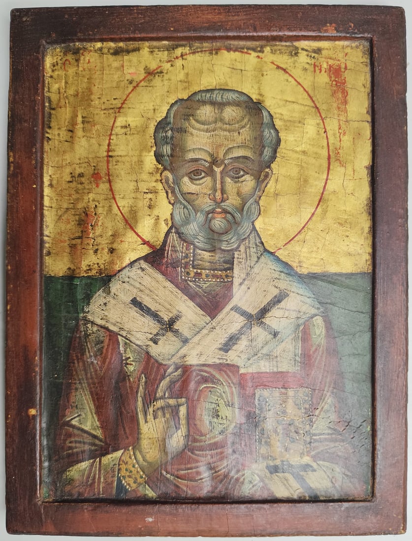 Russian Orthodox Icon of Saint Nicholas - circa 1800: 30x22cm. Important private collection, Barcelona.