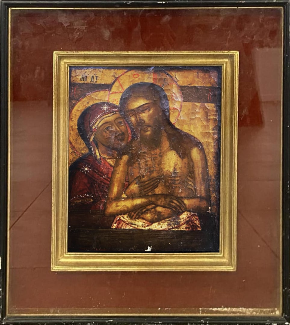 16th-17th Century Cretan Orthodox Venetian Icon: Measurements: 36 x 30cm