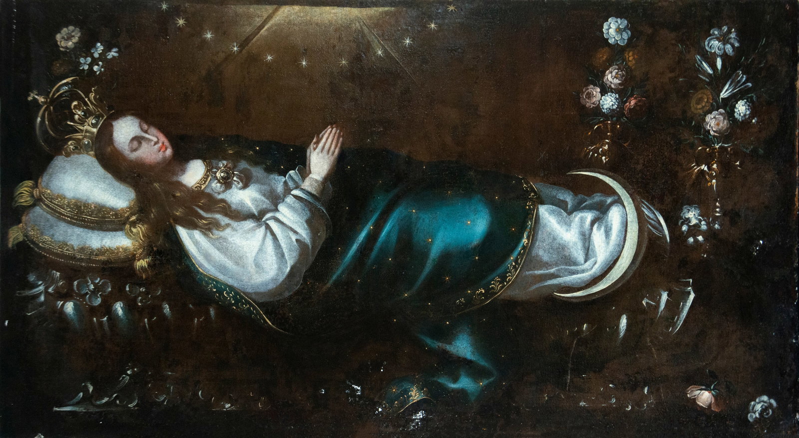 Monumental Recumbent Virgin - Spanish or Colonial Master of the 17th century (1 of 6)