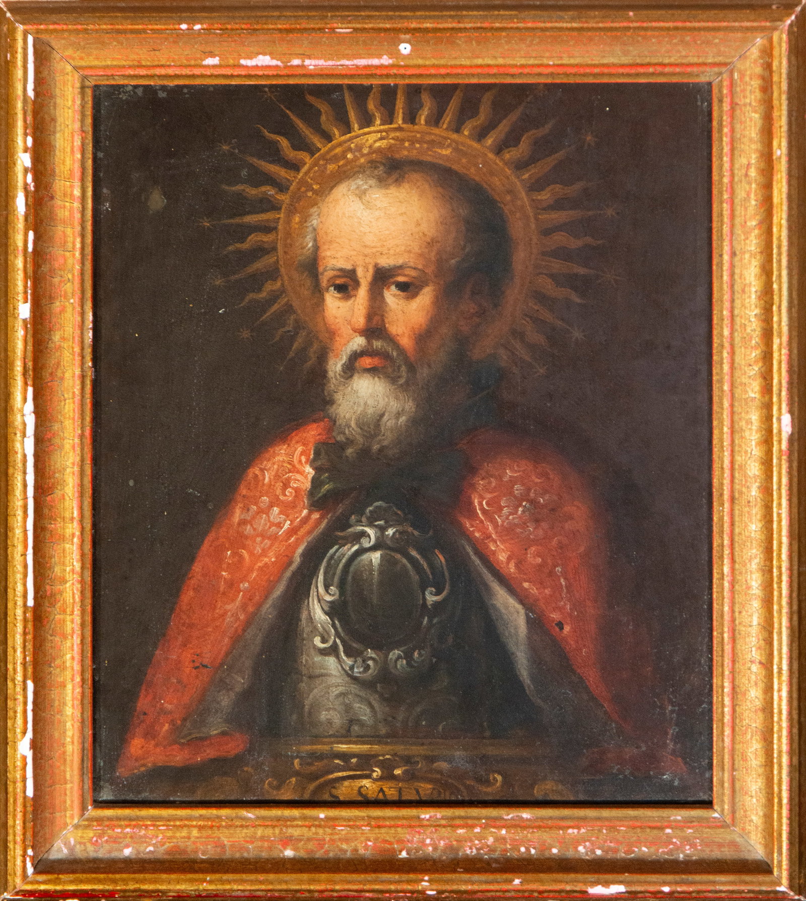 True effigy of Saint Saturius. Italian School. 18th Century: Oil on copper. Dimensions: 26.5 x 21.5 cm (32 x 26.5 x 2.5 cm with frame). The inventory number “428” is shown on the back, evidence of its inclusion in a historical collection.