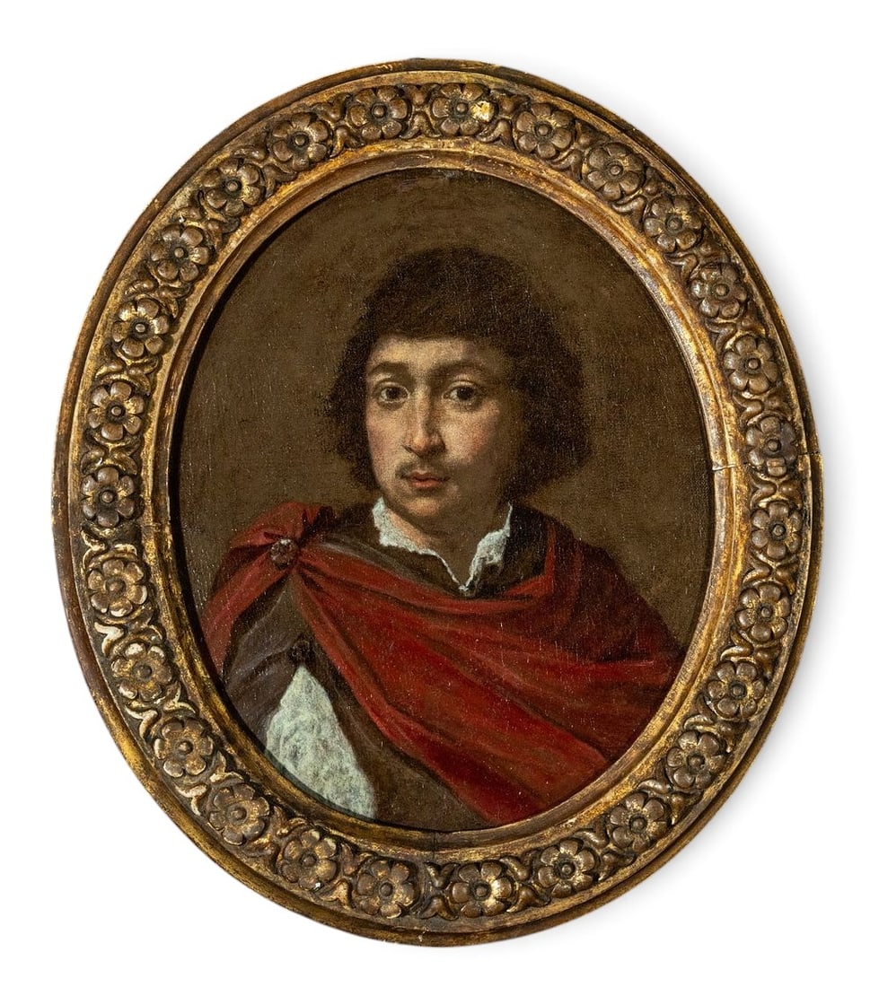 VITTORE GHISLANDI, known as “Fra Galgario?? (Bergamo, Italy, 1655–1743) Attributed - Portrait: Oil on canvas from the first third of the 18th century. Framed dimensions: 40 × 35 cm. Canvas dimensions: 32 × 28 cm. Provenance: formerly in an Italian noble collection; important Spanish private c