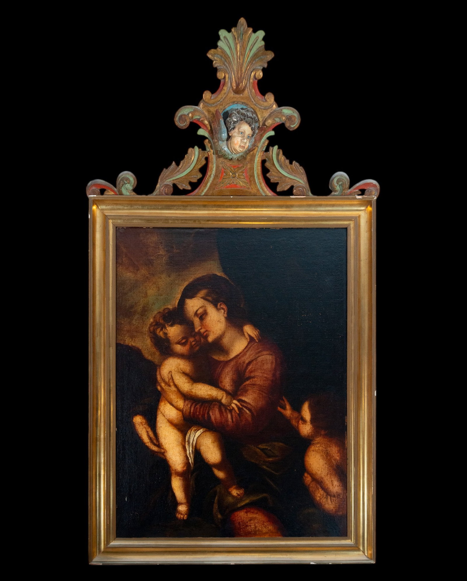 Oil on canvas - Granada School, Virgin with Child and Saint John, 17th century: 107cm x 81cm and 158cm x 99cm