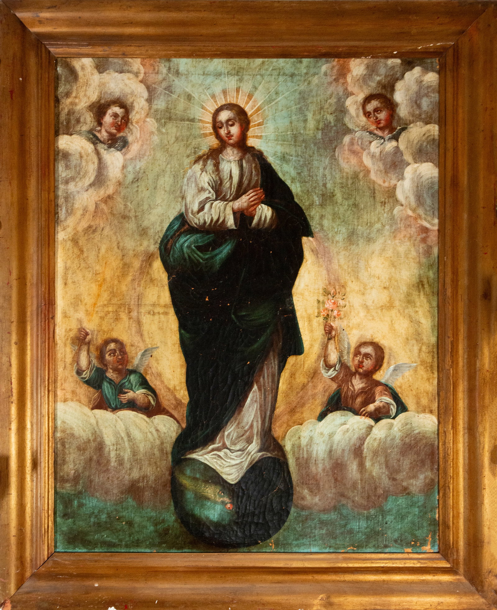 Colonial school - Virgin Immaculate of the 17th century: 98cm x 78cm and 117cm x 96cm