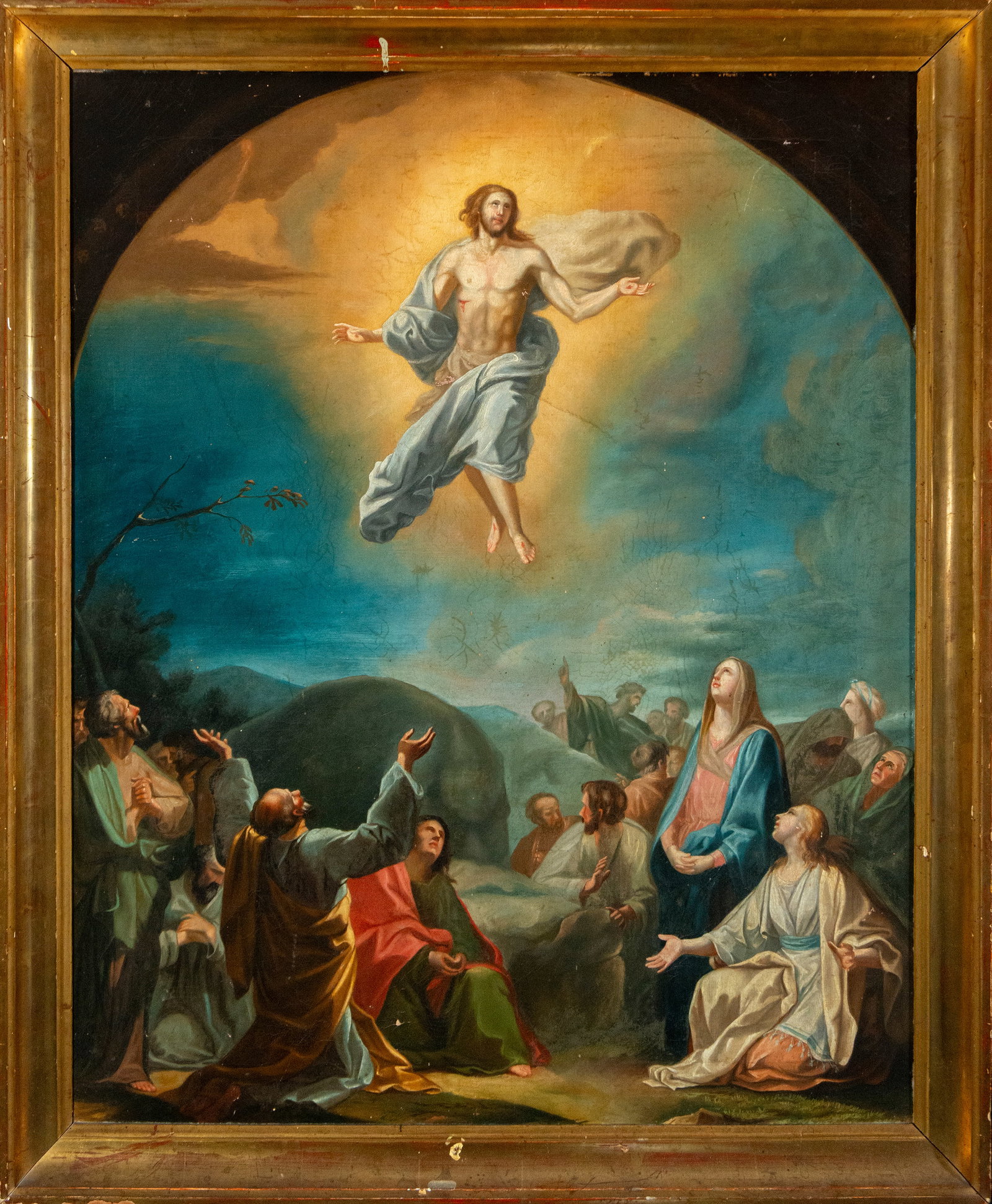 Oil painting on canvas The Ascension of Jesus Christ to Heaven late 17th century early 18th century: 75 cm x 60 cm and 84 cm x 69 cm