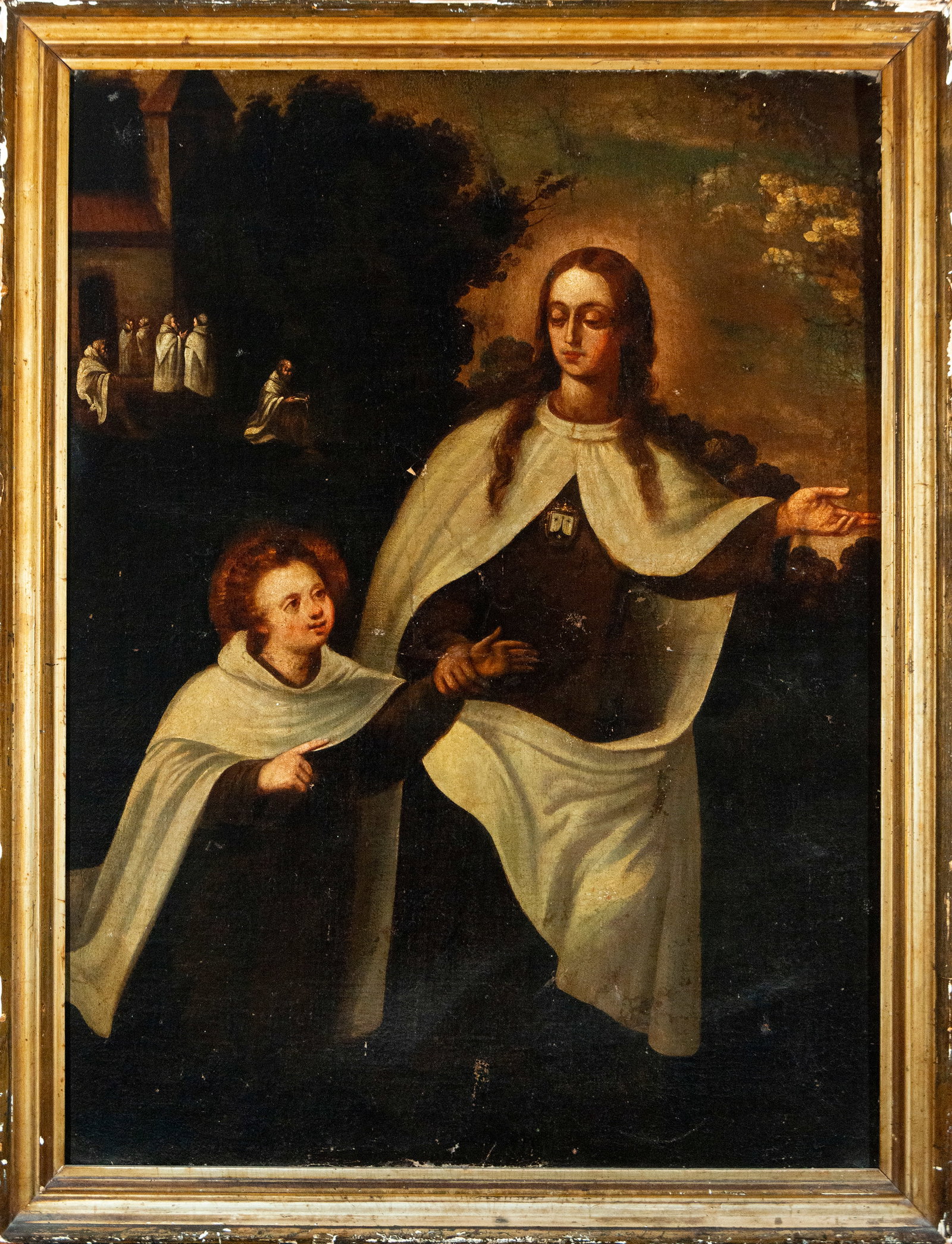 Oil painting on canvas, Valencian school. The Virgin and Child, Carmelite, 17th century: 103cm x 78cm and 116cm x 89cm