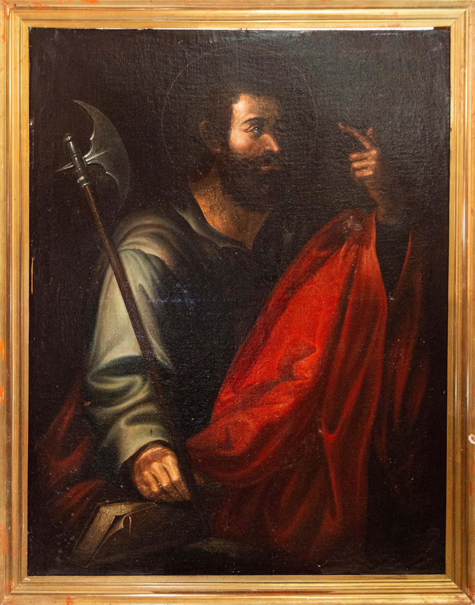 Saint Jude Thaddeus, Bolognese School, 17th Century: Oil on canvas. Measurements 108 x 83 / 119 x 93 cm.
