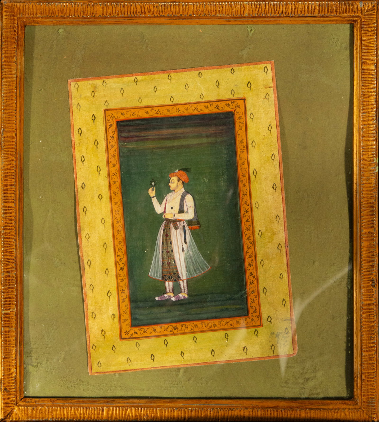 Drawing Mughal colonial Indian character with little bird: 20 cm x 15 cm and 30 cm x 26 cm