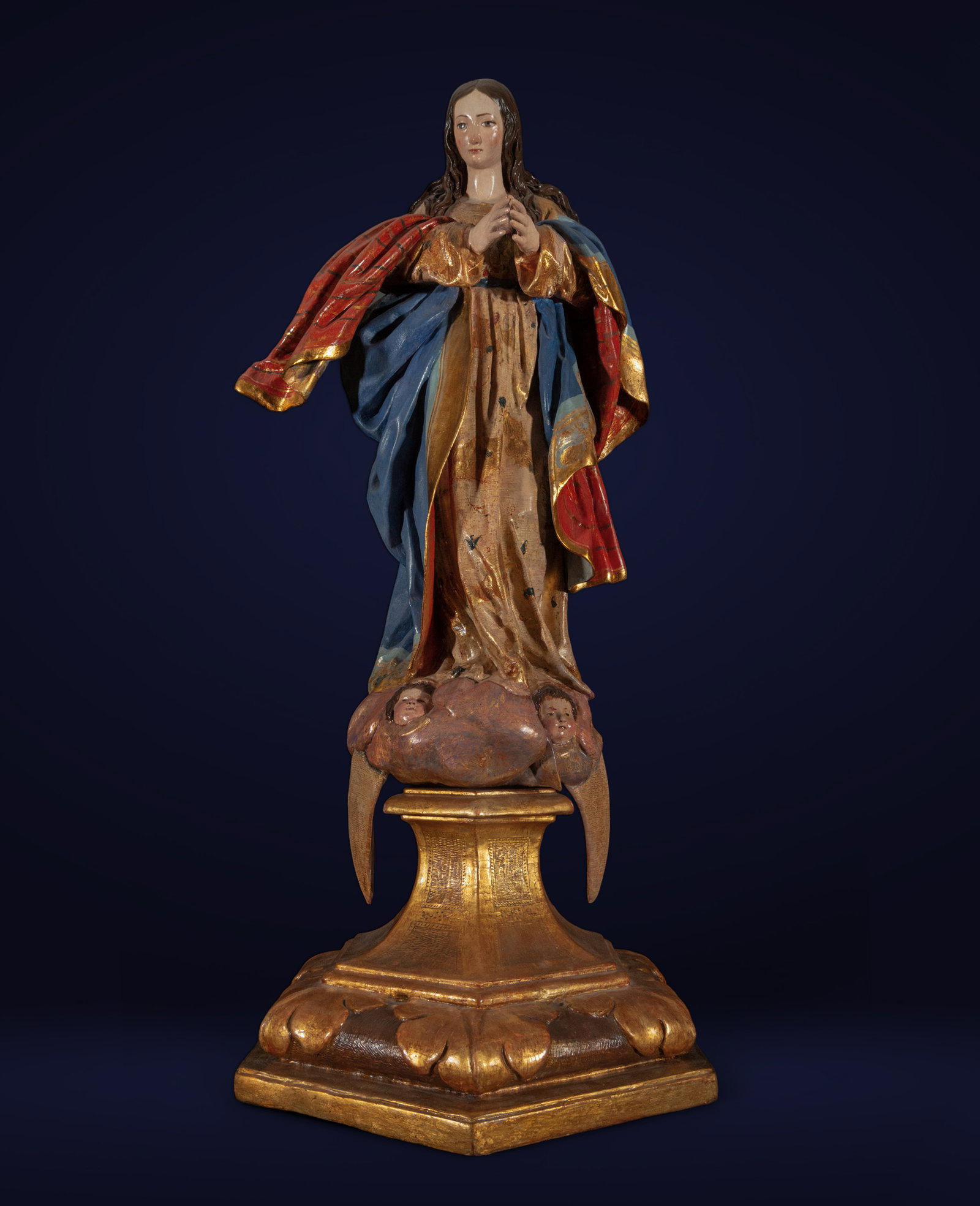 PEDRO DE MENA WORKSHOP - Possibly Andrea (1654-1734) and Claudia de Mena (1655-?) - Important: 18th-century Granada work. Total dimensions: 98 x 45 x 40 cm. Baroque sculptor, daughter of the universally renowned religious image-maker and precursor of Andalusian Rococo, Pedro de Mena. Trained in