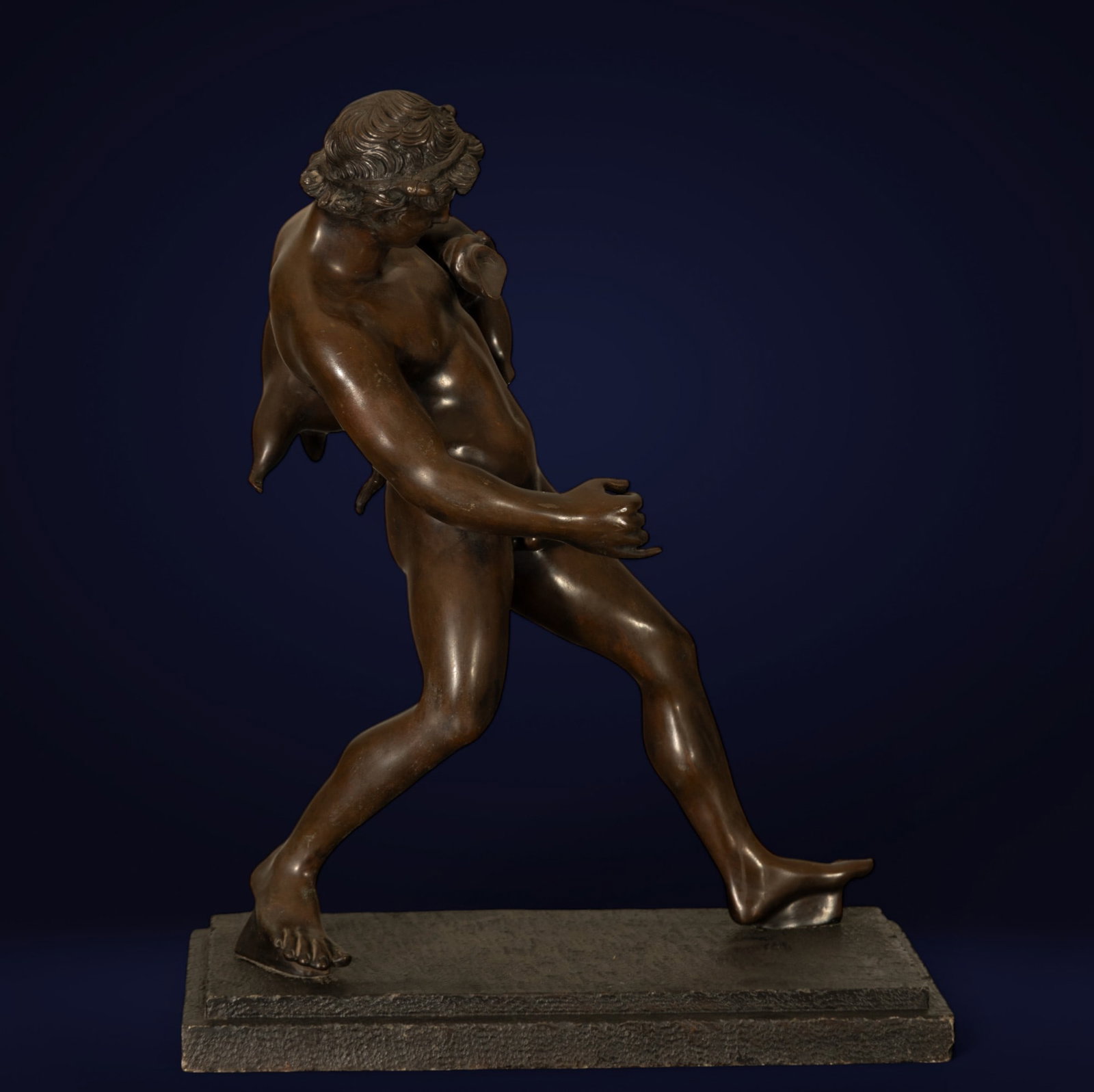 Decorative Large Bronze of Bacchus Grand Tour of the 19th century, Naples: Measurements: 56 x 45 cm