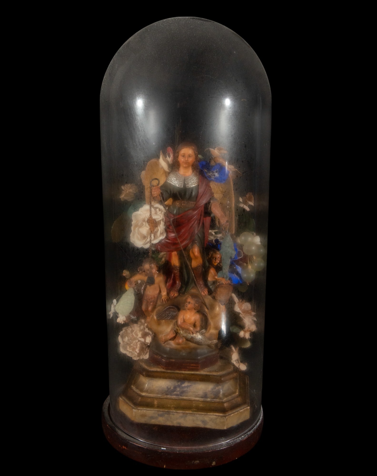 Archangel Raphael of Olot, early 20th century: Mixed. Measurements: 41 cm x 19 cm x 19 cm and 58 cm x 24 cm x 24 cm