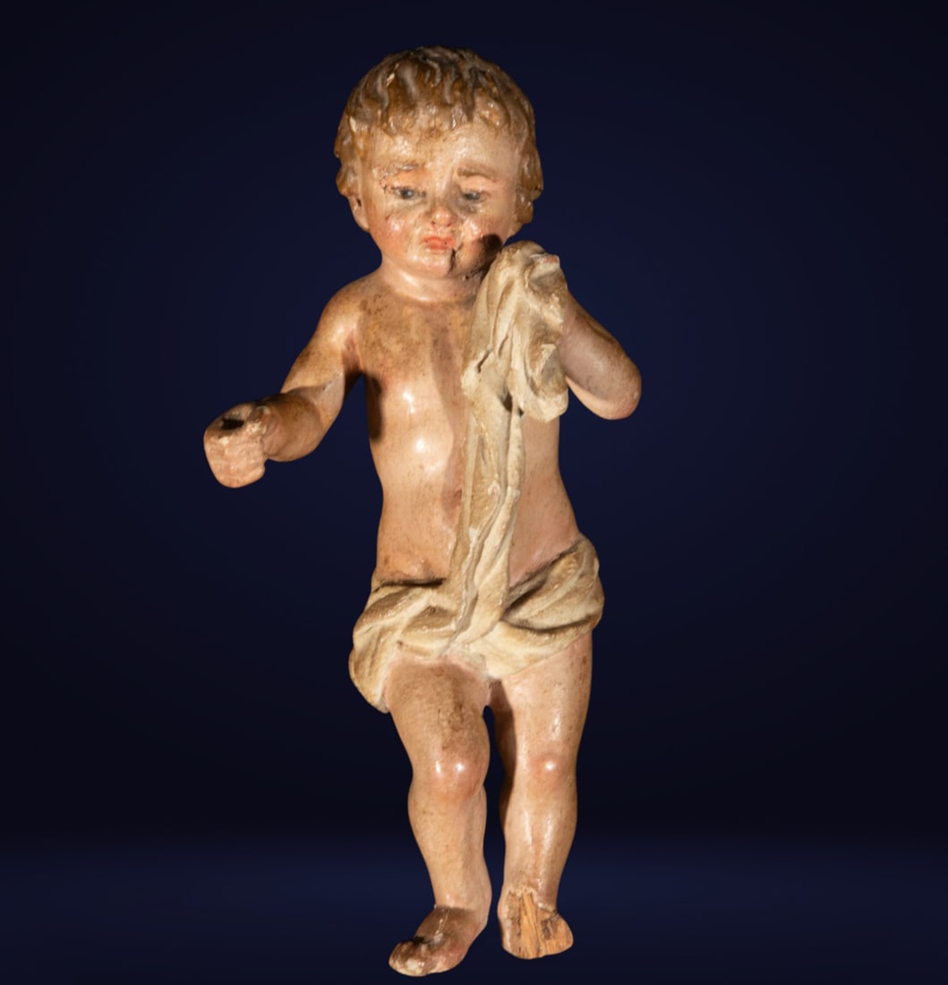 18th century child's carving: Size. Measurements: 17 cm x 8 cm x 7 cm