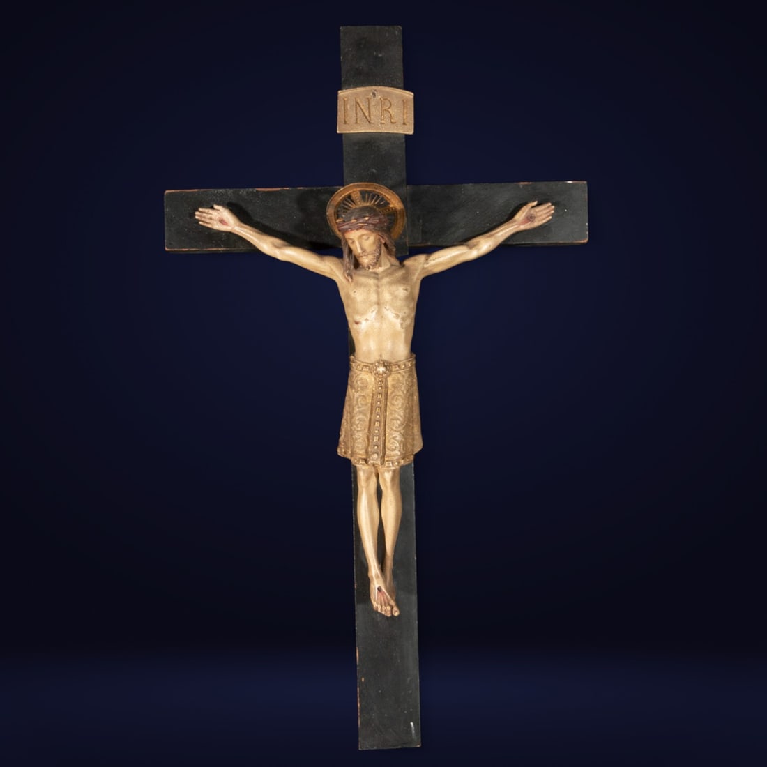 Christ of the 20th century: Size. Measurements: 30 cm x 27 cm x 4 cm, total 55 cm x 34 cm x 6 cm