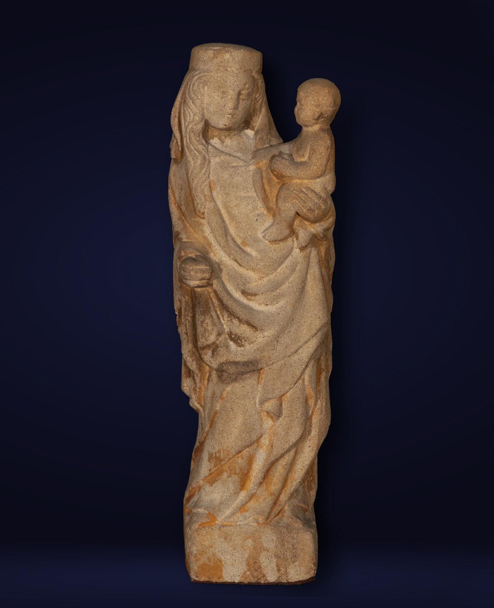 Sandstone Virgin in Gothic style, possibly 19th-20th century: 40 x 13 x 17 cm