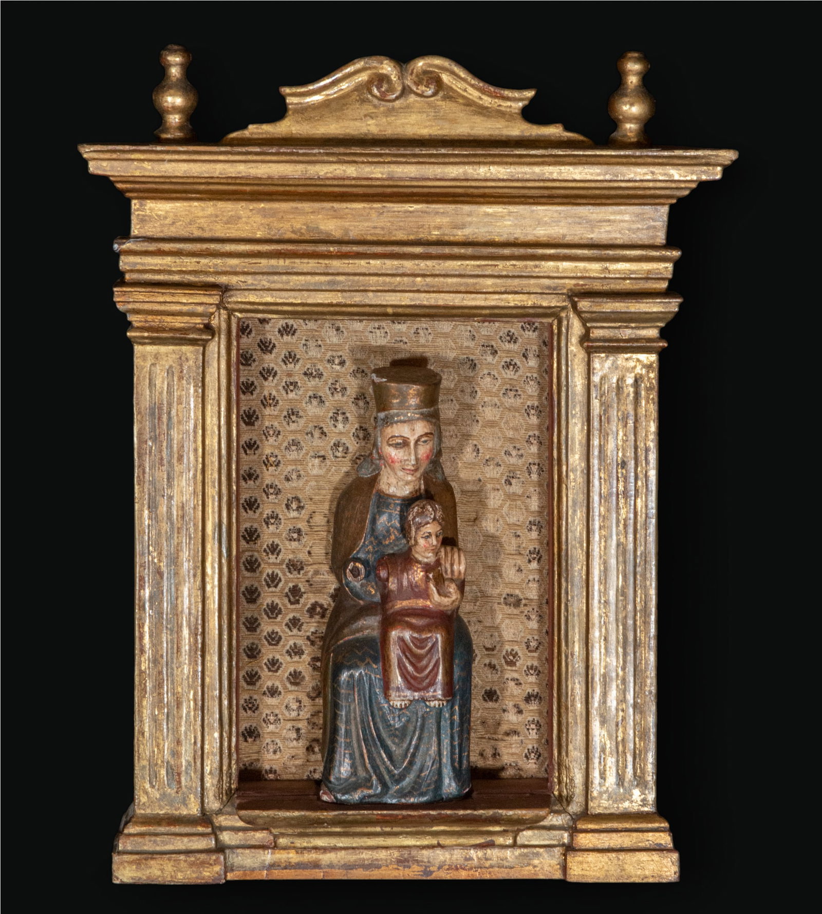 Virgin Mary with Child in Tabernacle, following Catalan Romanesque models, 19th-20th centuries: Measurements: 44 x 32 x 6 cm
