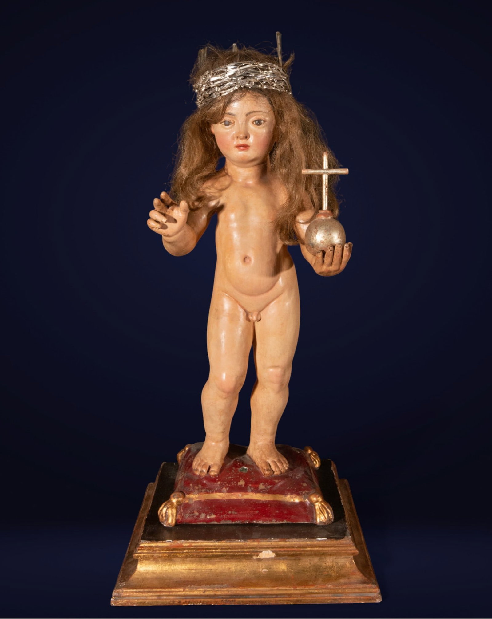 Child Jesus, Savior of the World, with wig, colonial school, Mexico, 18th century (1 of 2)