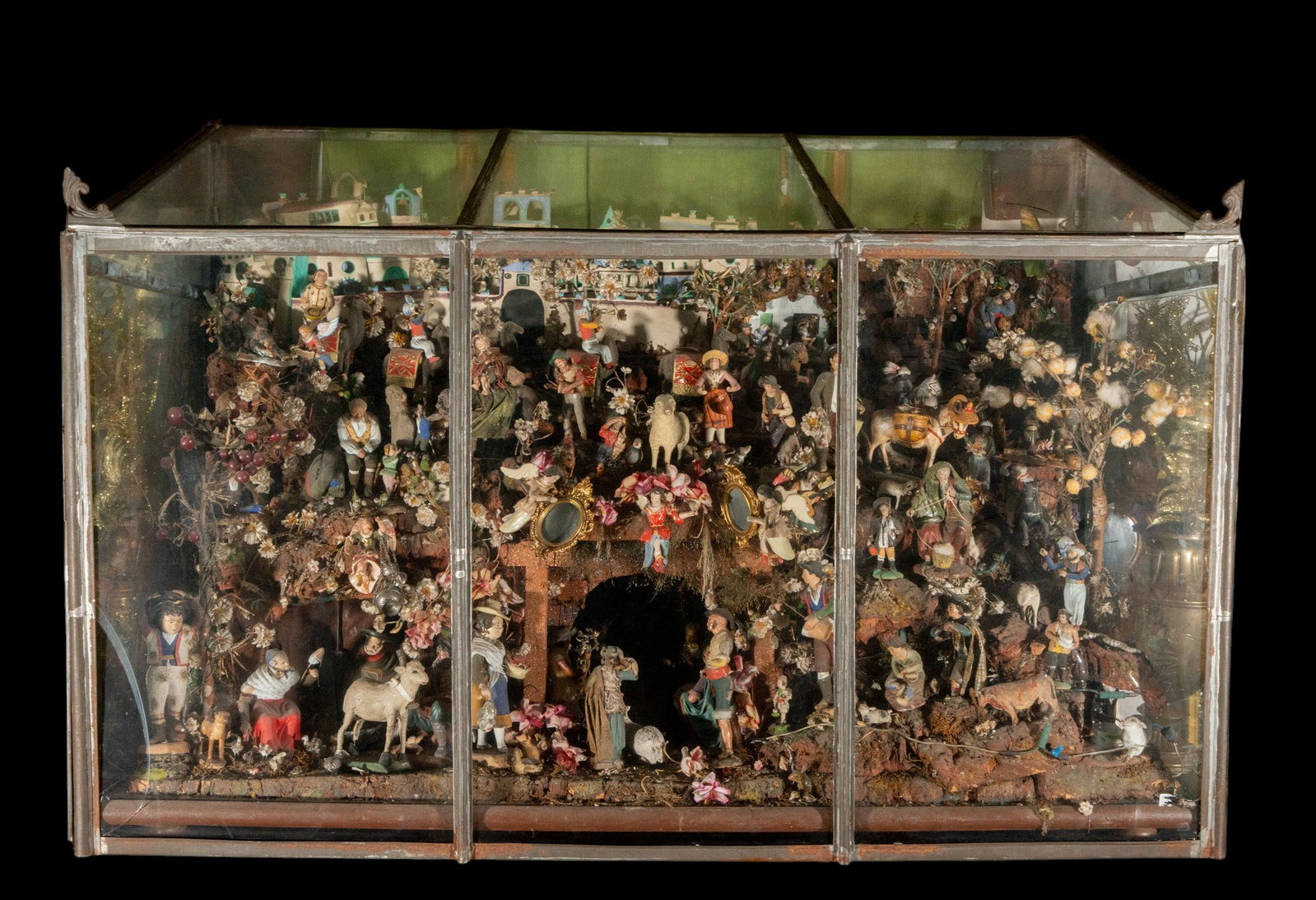 Important Nativity Scene of Conventual Art with terracotta figures from the 18th and 19th centuries,: 91 cm x 142 cm x 66 cm