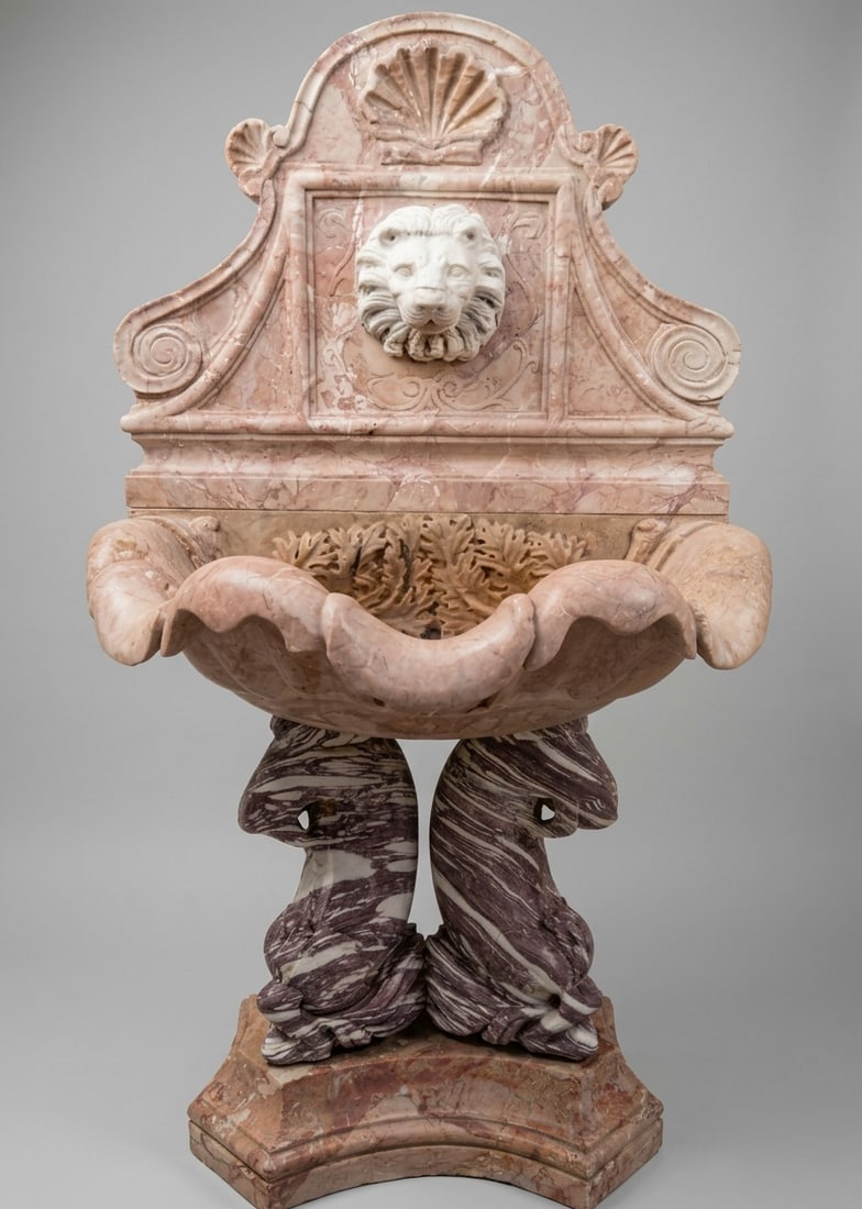 Monumental Venetian fountain of polychrome marbles, Venice, Italy, 19th century (1 of 4)