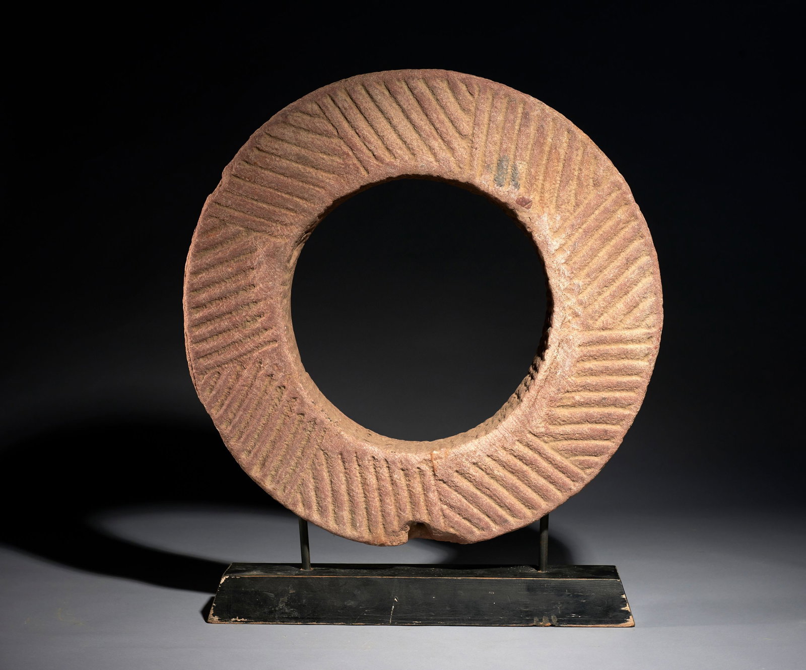 Millstone, West Africa (probably Ghana), 20th century: Stone. Dimensions: approx. 66 × 66 × 8.5 cm. Millstone used for grinding wheat and other cereals. Originally, grain was ground manually using a stone rubbed against a flat surface; later, this syste