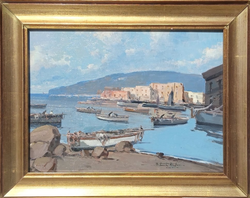 F. FONTANA (Late Posillipo School, late 19th century – early 20th century) - Borgo costiero di (1 of 2)