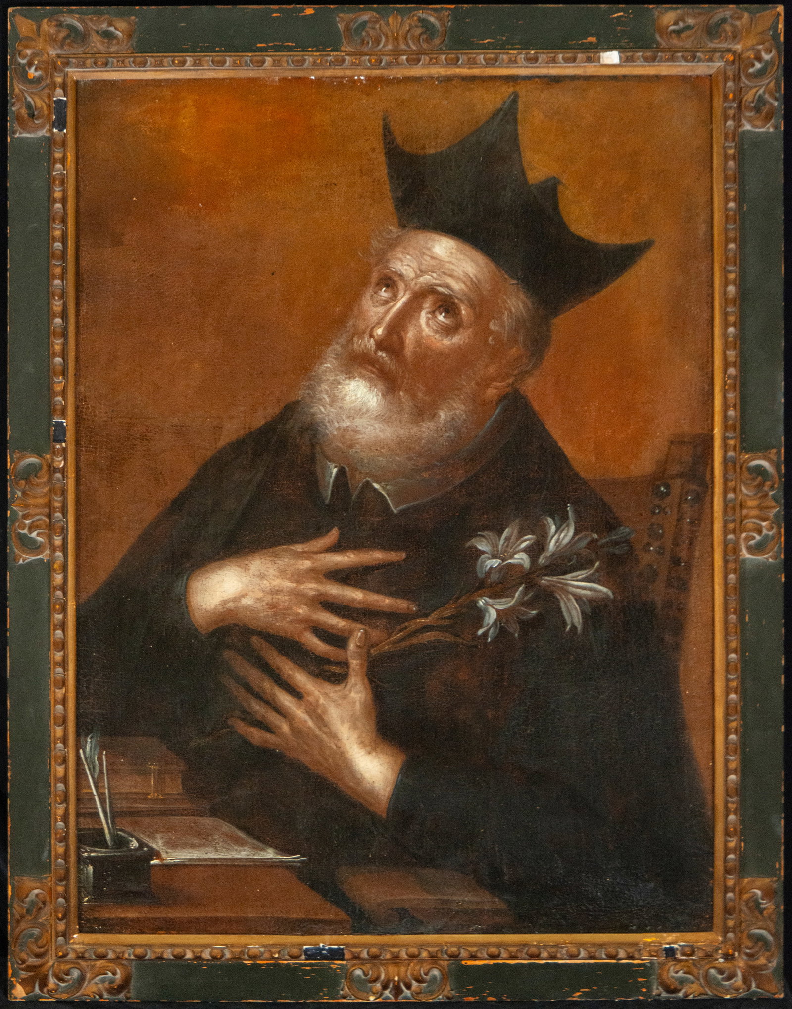Possibly Saint Anthony Abbot, Valencian or Mallorcan painter of the 17th century: Oil on canvas. Measurements: 85 x 63 cm / 97 x 75 cm.